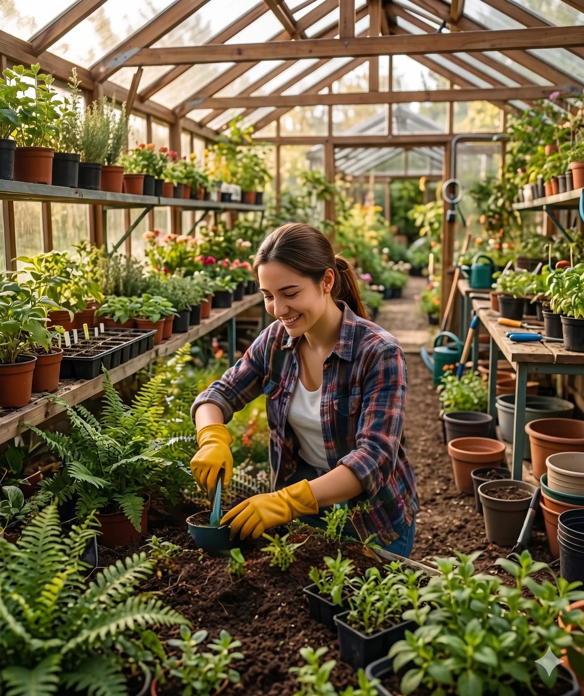 Frau bei der Gartenarbeit