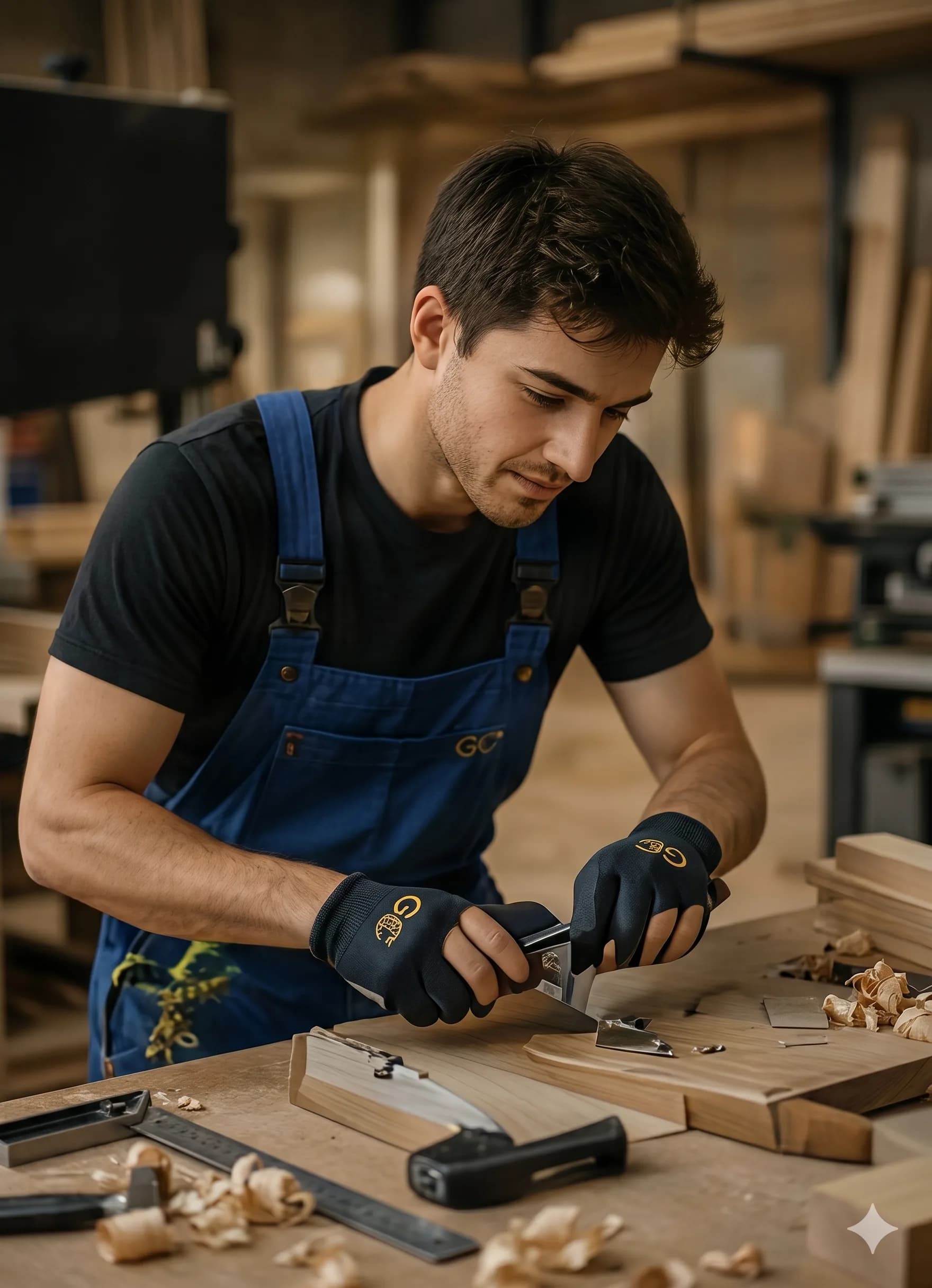 Handwerker bei Holzarbeiten